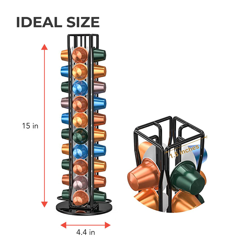 One Living Rotating Capsule Holder, Original Line Coffee Pod Storage Rack, 360 Degree Spinning Coffee Capsule Holder, Holds 40 Capsules, Ideal for Home Office Kitchen