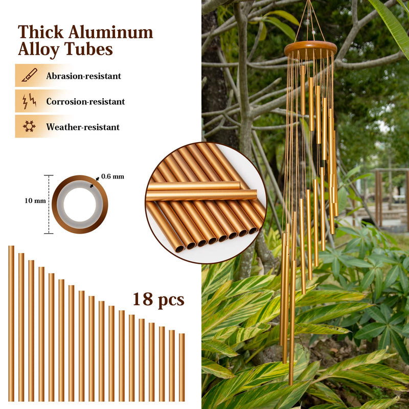 Wind Chimes, 36" Large Memorial Wind Chimes Outdoor with 18 Aluminum Alloy Tubes and Hook, Best Gift for Christmas,Mom,Grandma, Patio,Garden,Balcony, Courtyard and Outside Home Decor(1 Pack)