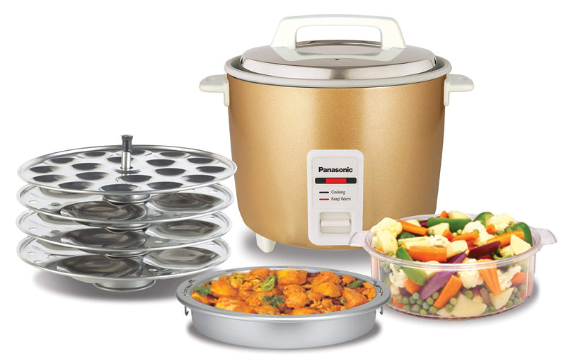 Panasonic SR-W18GH Automatic Warmer Cooker Combo Pack (4.4 Liters, Gold)