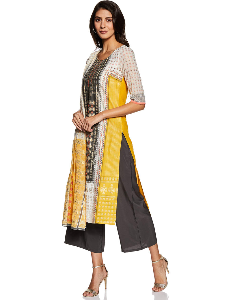 Aurelia Women's Rayon Salwar Suit Set (19FED10052-500015_T-Yellow_Xx-Large)