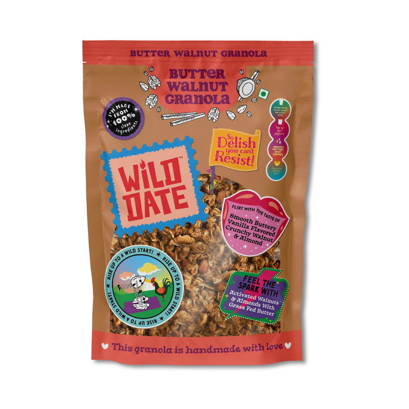 Wild Date 250g Granola | Butter Walnut | Gluten-free, Has No Binding Agents, and is High in Plant-Protein | Perfect companion for breakfast