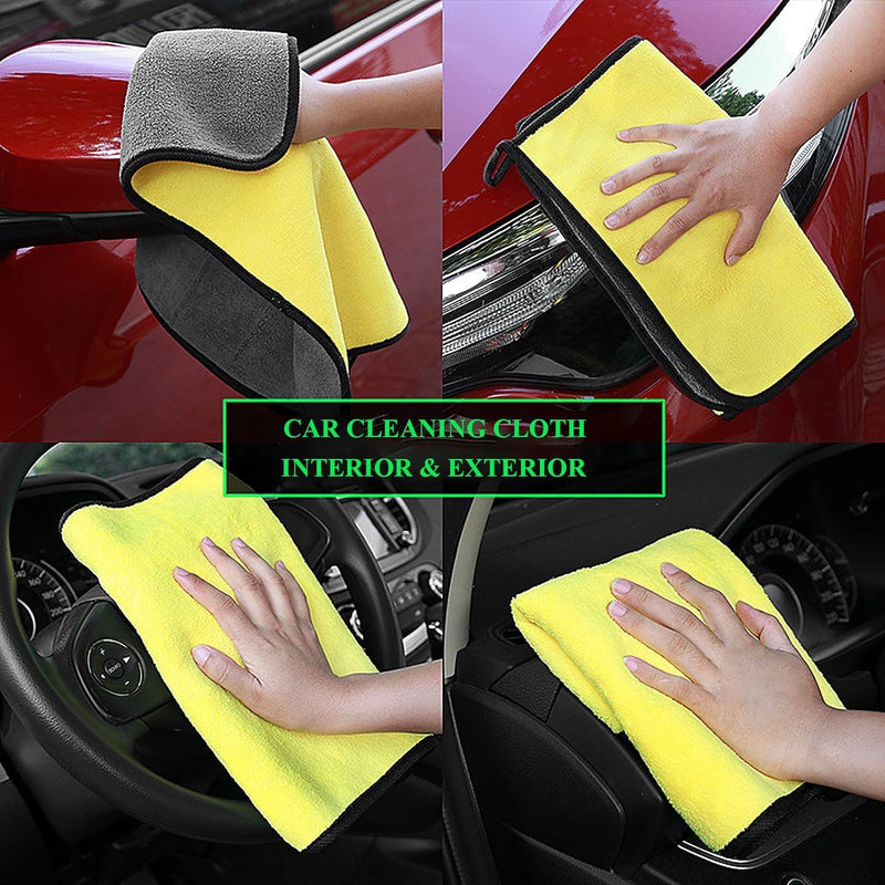 Zollyss Microfiber Cleaning Cloth 800 GSM for Home Kitchen Car Motorbike Mobile Laptop Office Lint Free Dual Layer Ultra Thick Super Absorbent Towel Scrubber Duster Wash Polish Cloth, 1 Pc