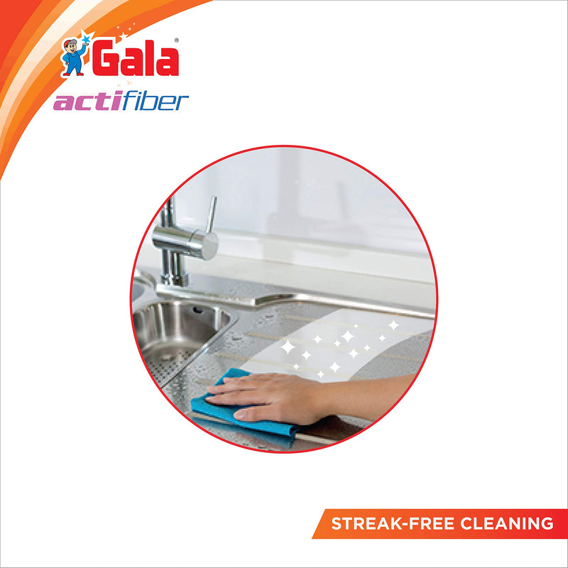 Gala Actifiber Kitchen Sponge Cloth for Table Tops and Glass Wipe (Combination of Microfiber and PVA Cloth) 3 Pcs