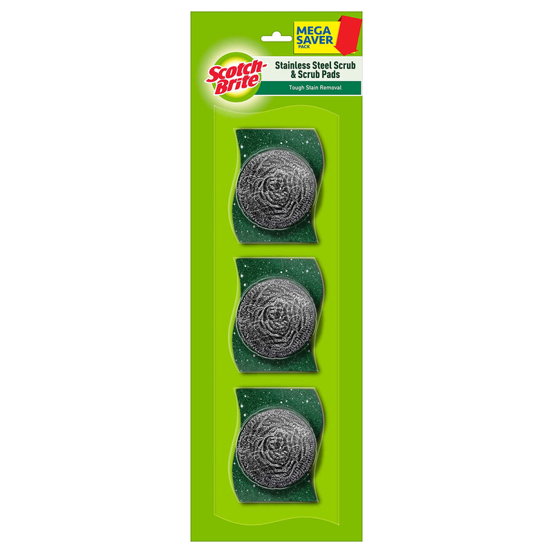 Scotch-Brite Stainless Steel Scrub - Pack of 3 with free 3 scrub pads