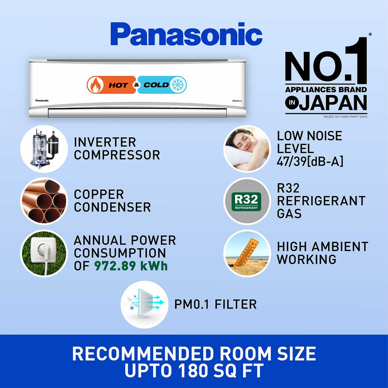 Panasonic 1.5 Ton 3 Star Hot and Cold Wi-Fi Inverter Smart Split AC (Copper, 7 in 1 Convertible with AI, Twin Cool, PM 0.1 Filter, CS/CU-KZ18ZKYF, 2023 Model, White)