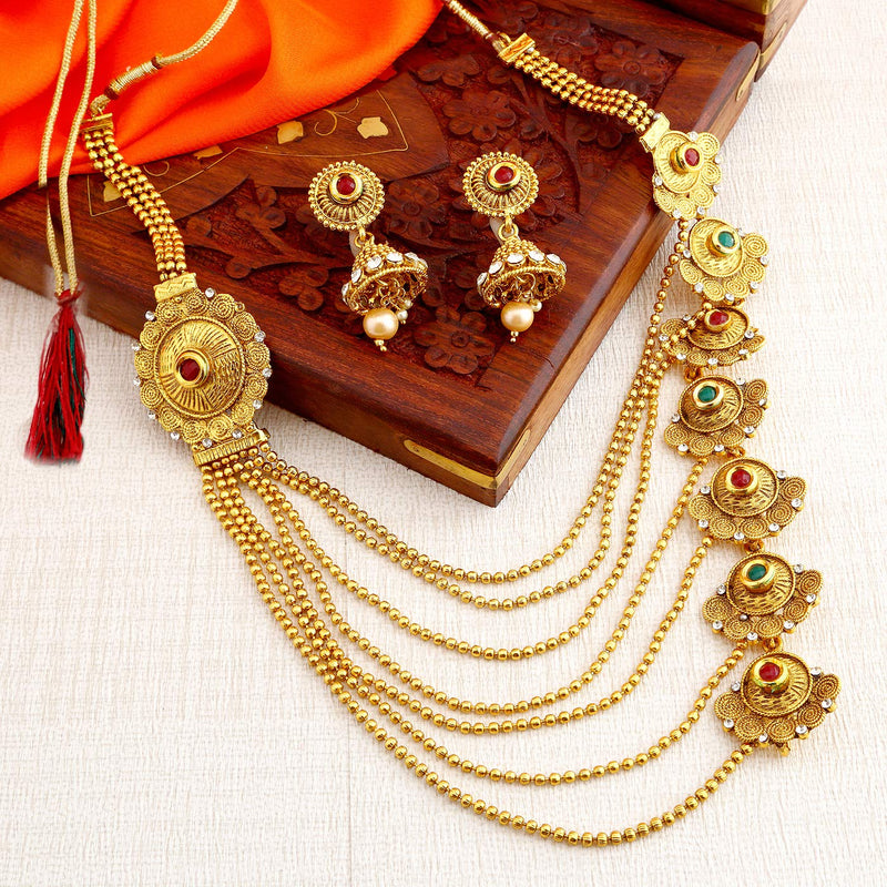 Sukkhi Ethnic Gold Plated Kundan Multi-String Set of 3 Necklace Combo for Women (SKR48716)