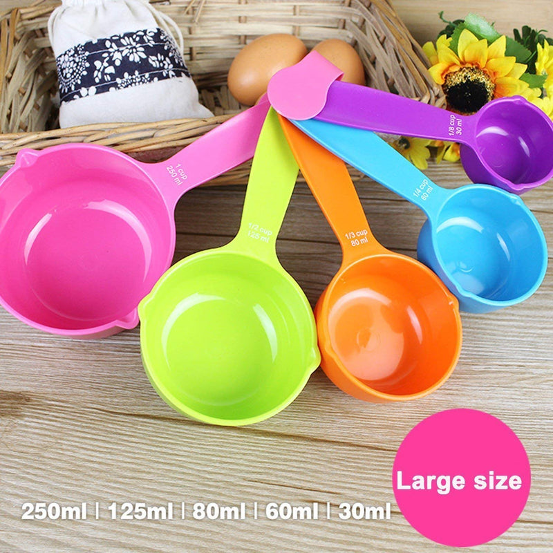 INKULTURE Plastic Measuring Cups and Spoon Set with Ring Holder| 10 Piece Set | Multicolor