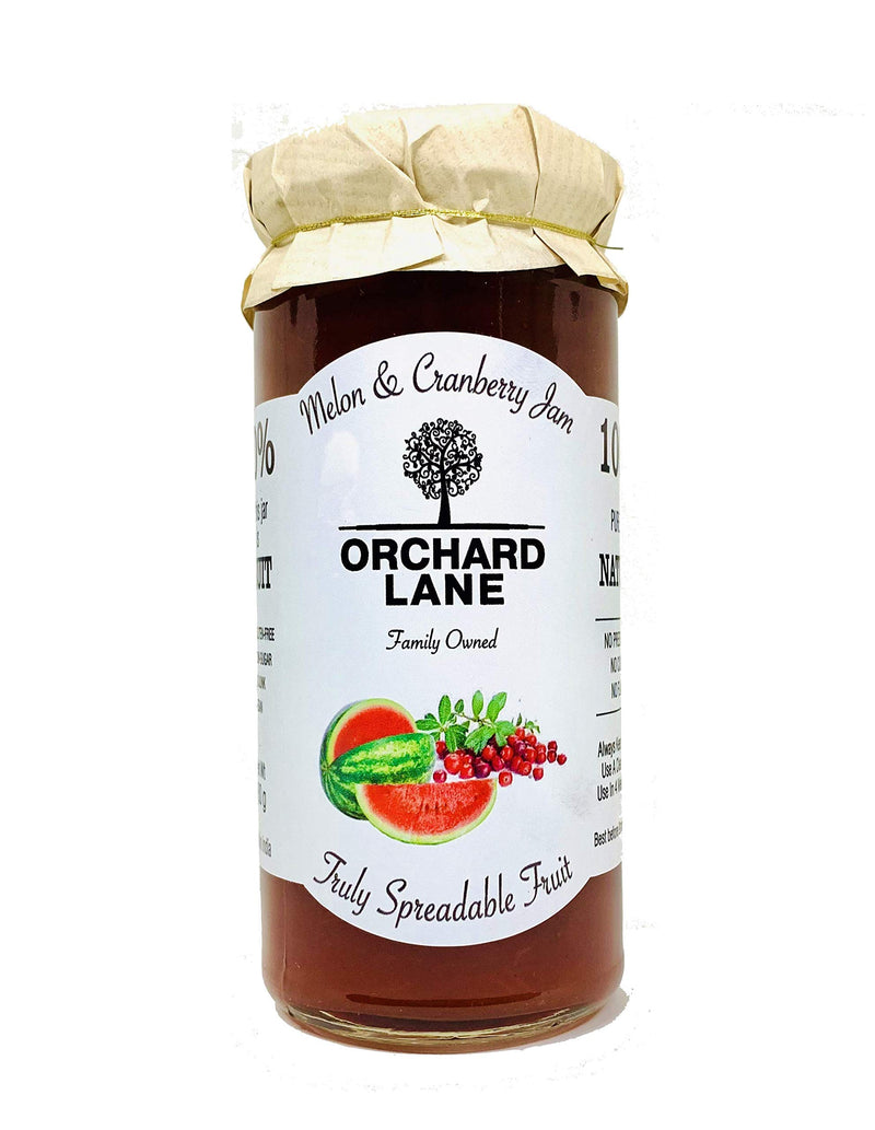 Orchard Lane 80% Fruit- Melon Cranberry Jam- Low-sugar - No Preservatives- Made with whole cranberries, High Nutrition | Healthy Jam for kids and adults | High Calcium, Zinc (3 mg per serving), Potassium (45 mg per serving) 280 gm