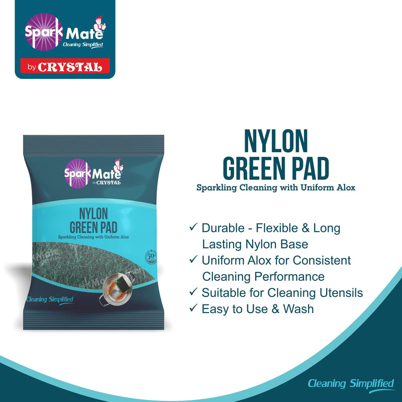 Sparkmate By Crystal Nylon Green Scrub Pad (Pack of 1)