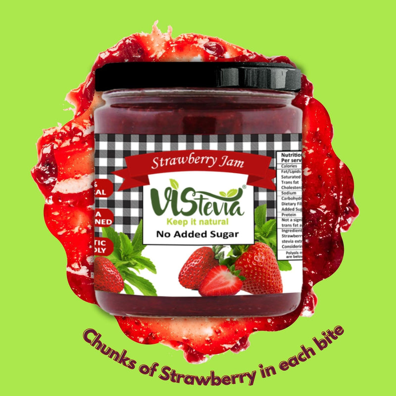 Vistevia Sugar Free Strawberry and Orange Jam, Diabetic and Keto Friendly - Sweetened Naturally with Stevia, More Than 60% Fruit Content - Tastes Delicious - Pack of 2 (220*2 GM)