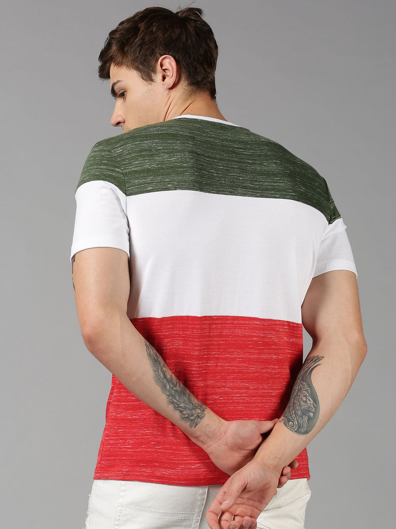 Urgear Cotton Color Block Half Sleeves Mens Round Neck T-shirt
