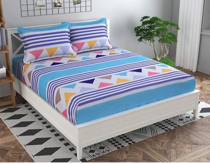 Glace Cotton King Size Elastic Fitted Double Bedsheets Vol-1