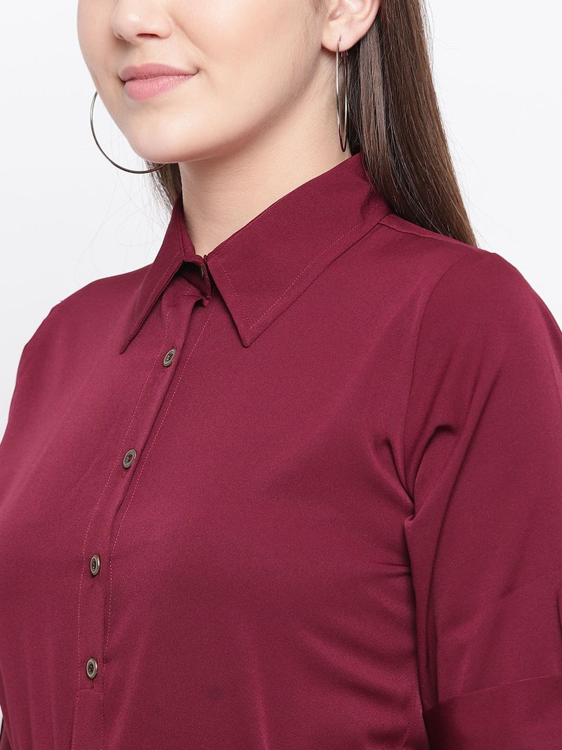 Uptownie Lite Women's Crepe Button Down Shirt Maxi Dress