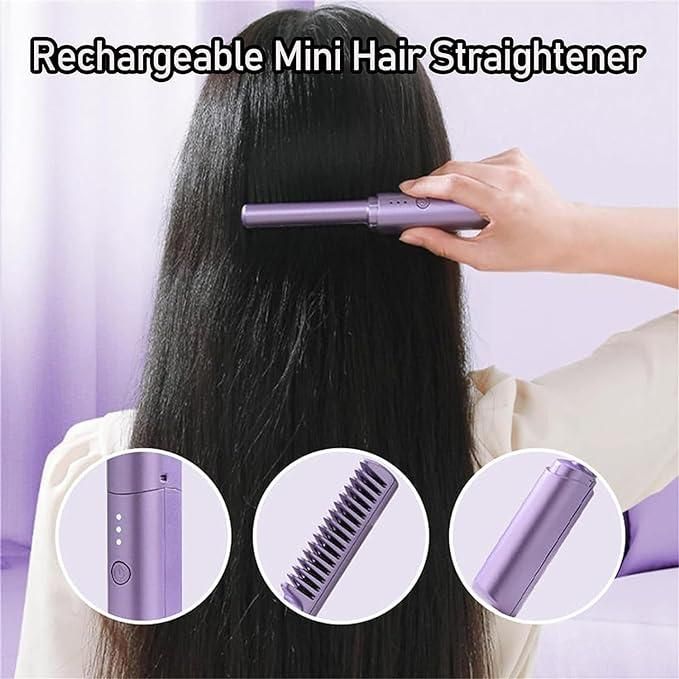 2 in 1 Anti-Scald Hair Straightener Brush and Curler Portable