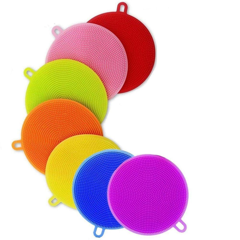 Silicone Cleaning Sponge Scrubber for Kitchen Non Stick Dishwashing Fruit and Vegetable Washing Brush, Multicolor5pc