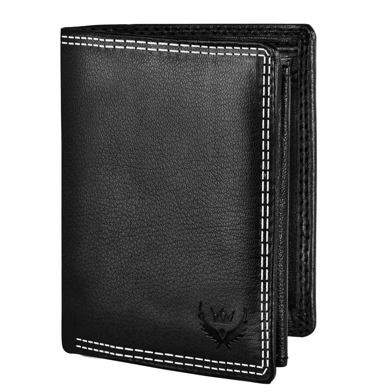 Lorenz Black Case Fold Style Genuine Leather Rfid Blocking Large Capacity Unisex Wallet