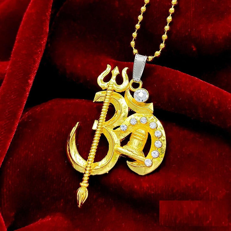 Traditional Gold Plated Temple Mens Pendant With Chain