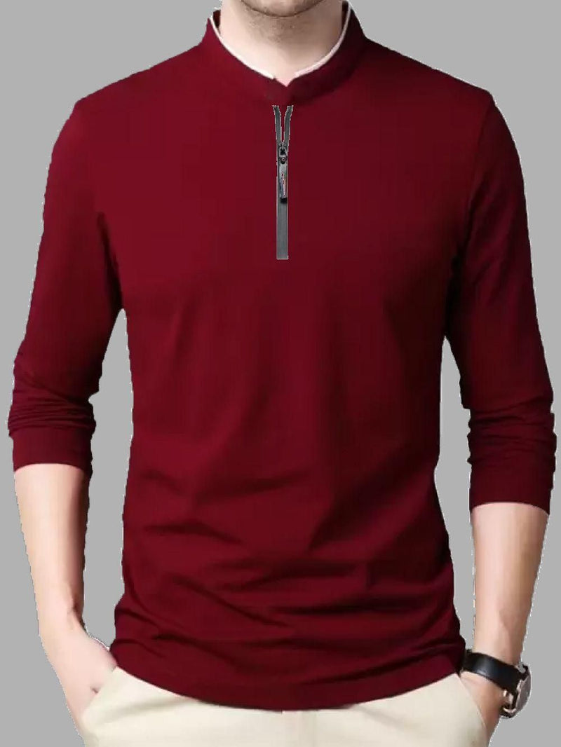 Clafoutis Polyester - Dry Fit Solid Full Sleeves Mens Stylish Neck T-Shirt