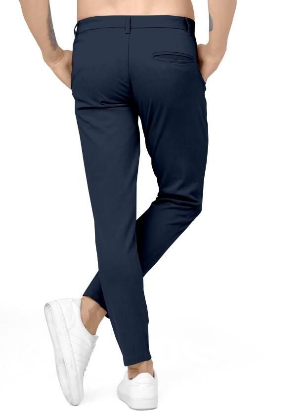 Lycra Solid Regular Fit Mens Casual Trouser