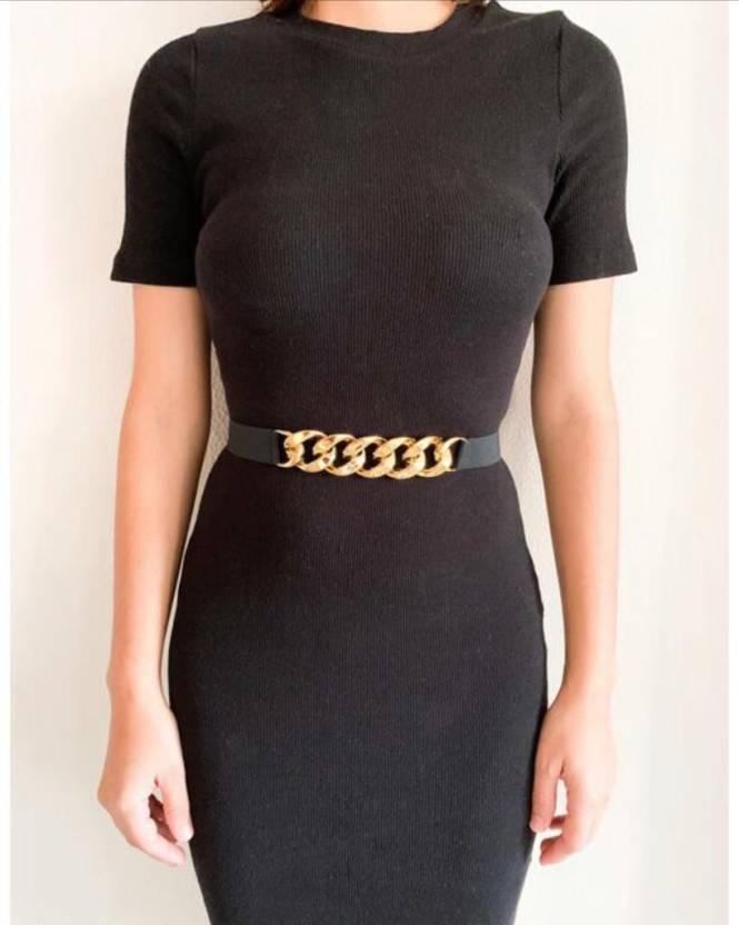 Women's Elastic Waist Stretchable Gold Chain Belt (Pack Of 1)