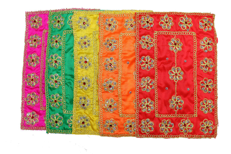 Reliable Silk Puja Chunri/Chunari/Chundadi Combo Matarani Ki Chunri, Devi Mata Ki Chunni, Pooja Chunari/Dupatta/Net Chunri (9 * 7 Inch, Multicolour) Pack of 5