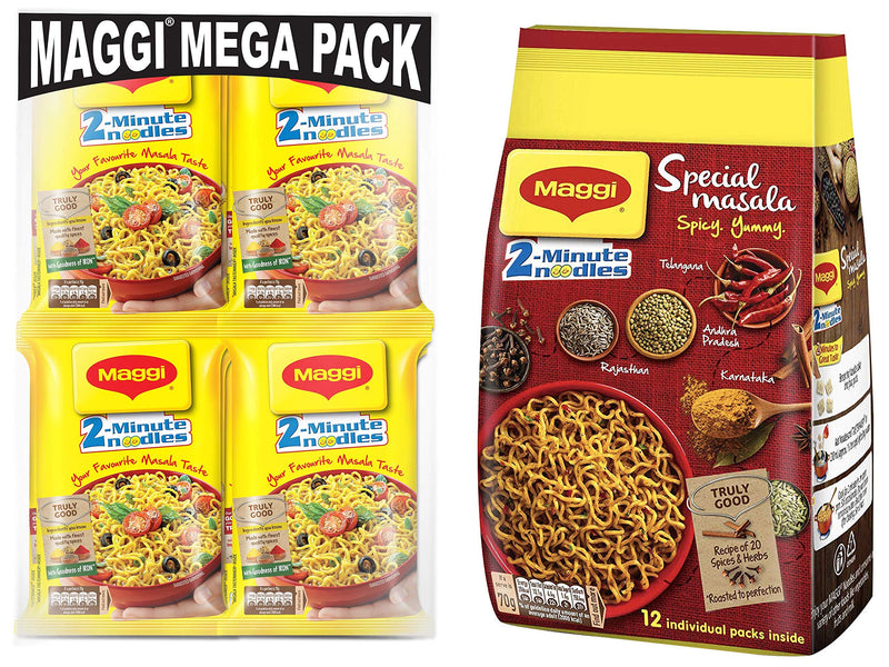 Maggi 2-Minute Noodles Masala, 70g (Pack of 12) + Maggi 2-Minute Special Masala Instant Noodles, 70 grams(Pack of 12)