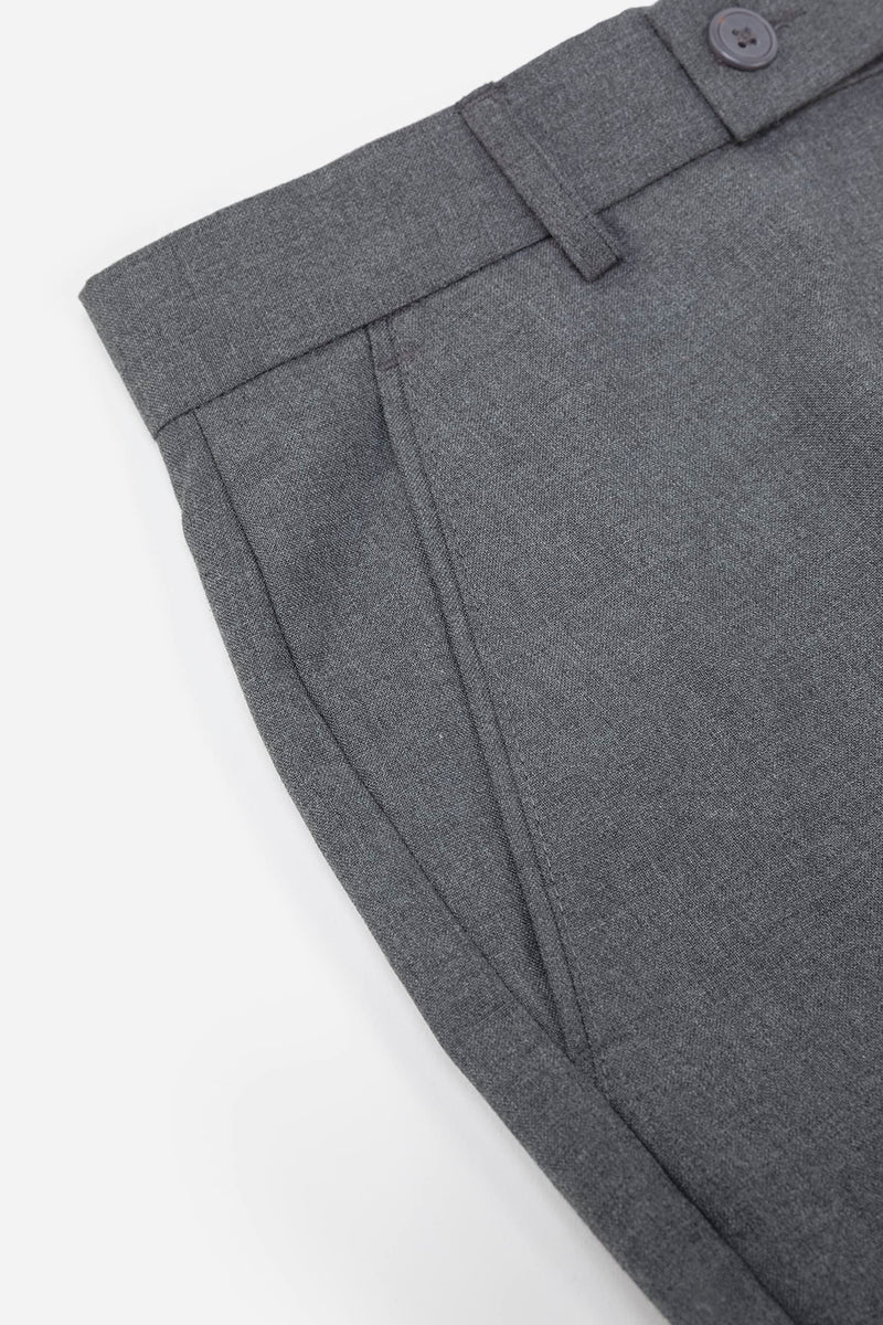 Dennis Lingo Grey Men's Solid Slim Fit Formal Trousers (34)