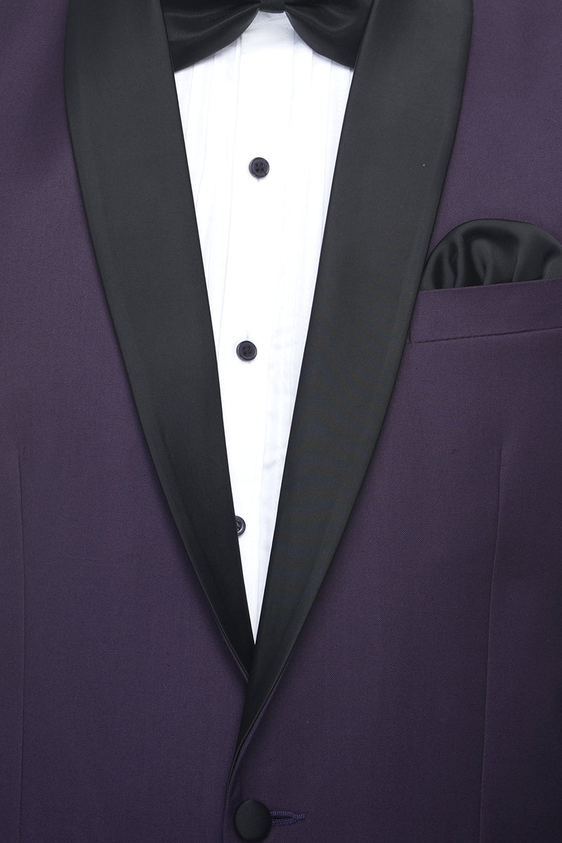 FAVOROSKI Designer Men's Slim Fit Notch Lapel Collar Tuxedo Blazer, Dark Purple 2XL