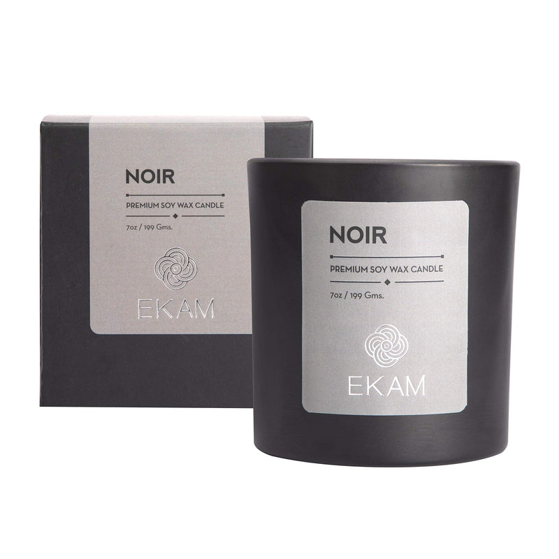 EKAM Noir Premium Soy Wax Candle, Manly Indulgence Series| Net Weight: 199gms; Burn Time: 30 hrs