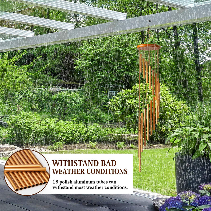 Wind Chimes, 36" Large Memorial Wind Chimes Outdoor with 18 Aluminum Alloy Tubes and Hook, Best Gift for Christmas,Mom,Grandma, Patio,Garden,Balcony, Courtyard and Outside Home Decor(1 Pack)