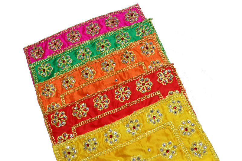 Reliable Silk Puja Chunri/Chunari/Chundadi Combo Matarani Ki Chunri, Devi Mata Ki Chunni, Pooja Chunari/Dupatta/Net Chunri (9 * 7 Inch, Multicolour) Pack of 5