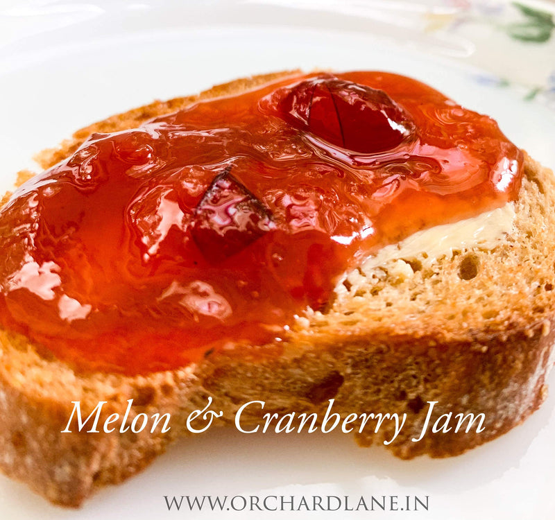 Orchard Lane 80% Fruit- Melon Cranberry Jam- Low-sugar - No Preservatives- Made with whole cranberries, High Nutrition | Healthy Jam for kids and adults | High Calcium, Zinc (3 mg per serving), Potassium (45 mg per serving) 280 gm