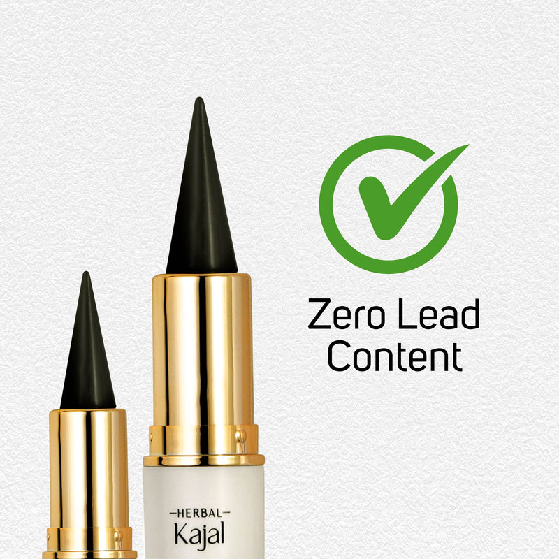 Farmherbs 100% Herbal Kajal Stick For Adults-Natural Olive Wax Based,Certified Lead-Free,Irritation-Free,Synthetic Chemical-Free,Smudgeproof,Natural Black Color