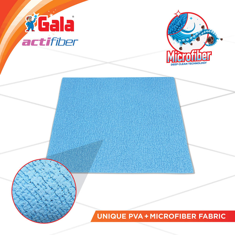 Gala Actifiber Kitchen Sponge Cloth for Table Tops and Glass Wipe (Combination of Microfiber and PVA Cloth) 3 Pcs