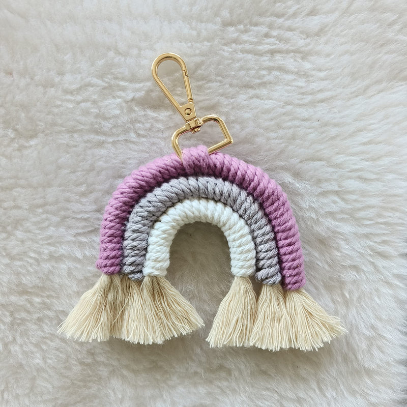 Knot-it-All Handmade Macrame Rainbow Keychain | Rainbow Charm | Bag Charm | Return Gifts for Kids