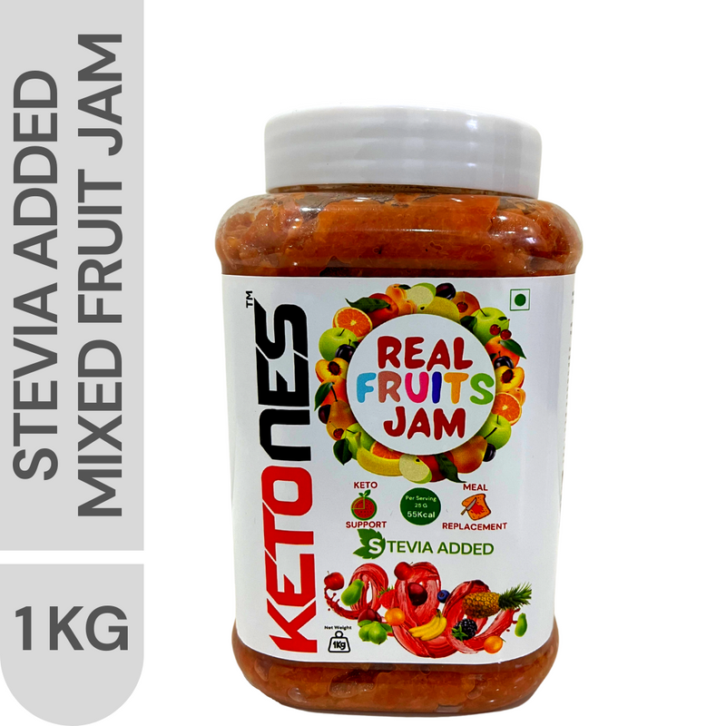 Ketones Organic Mixed Fruit Jam 1kg, Stevia Added With Real Fruits, Organic And Keto Support, Low Calories, Best Meal Replacement