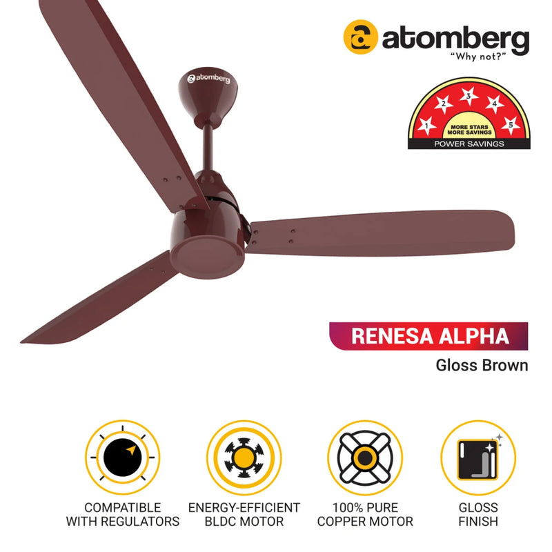 Atomberg Renesa Alpha Bldc Motor 3 Blade Ceiling Fan