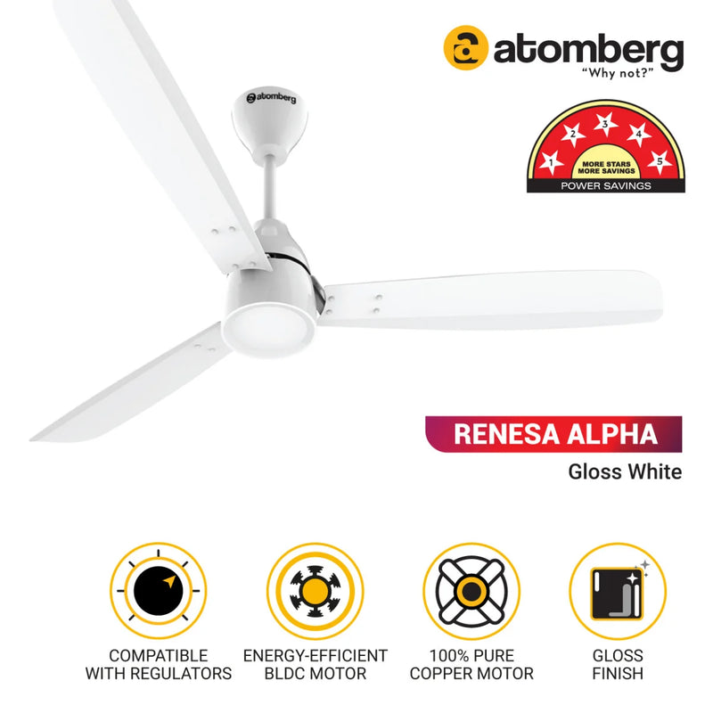 Atomberg Renesa Alpha Bldc Motor 3 Blade Ceiling Fan